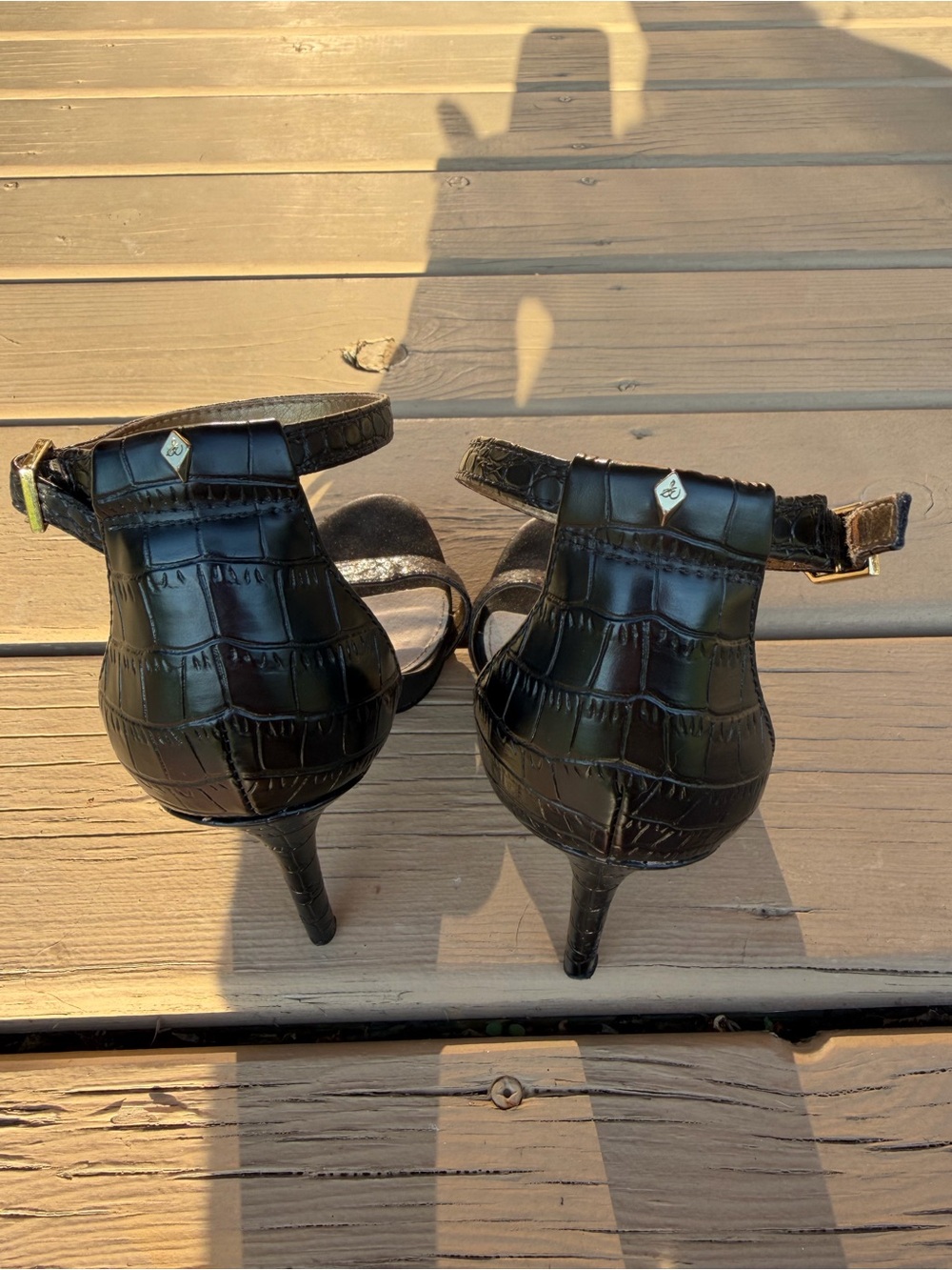 Sam Edelman Black Ankle-Strap Stiletto Heels - Picture 5 of 12